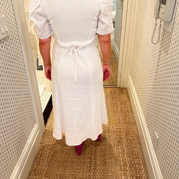 Reformation White Linen Midi Dress Size 10 - Picture 4 of 8